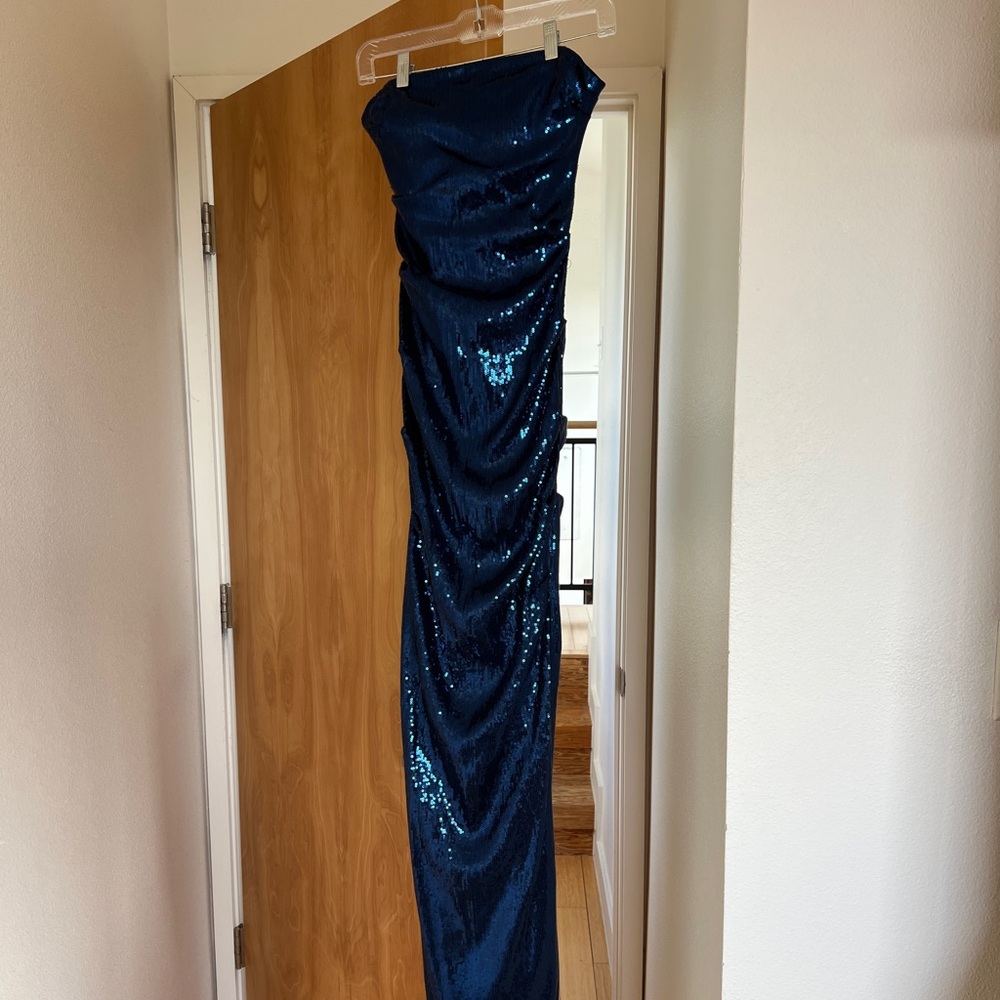 Nicole Miller Midnight Blue Sequin Strapless Mermaid Gown - Size 6 - Paid $700!
